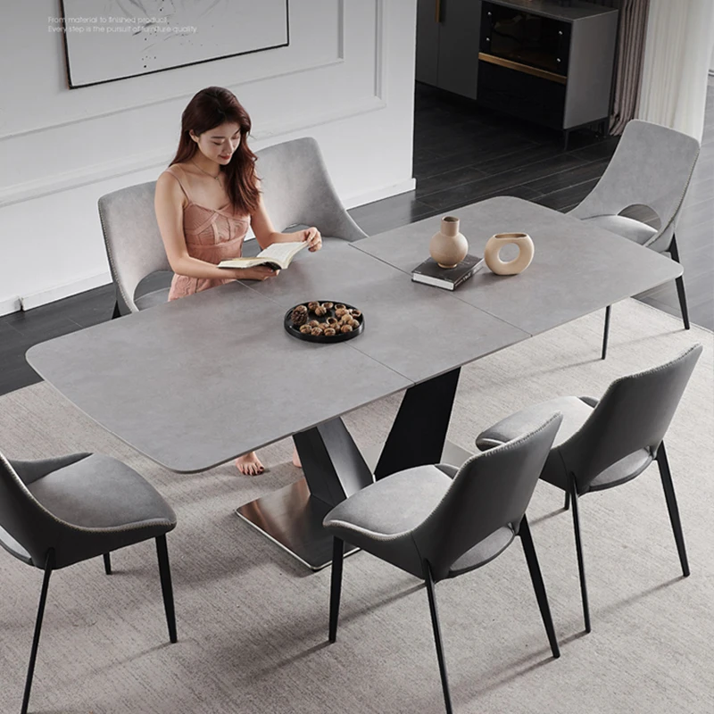 

Modern Folding Dining Table Minimalist Italian Household Small Apartment Rectangle Dining Table A Manger Salon Furniture FGM