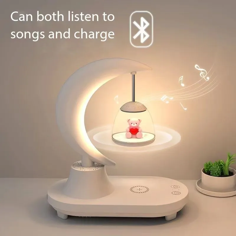 

[Voice version] Bluetooth speaker led bedside table lamp nightlight mobile phone wireless charging creative birthday gift