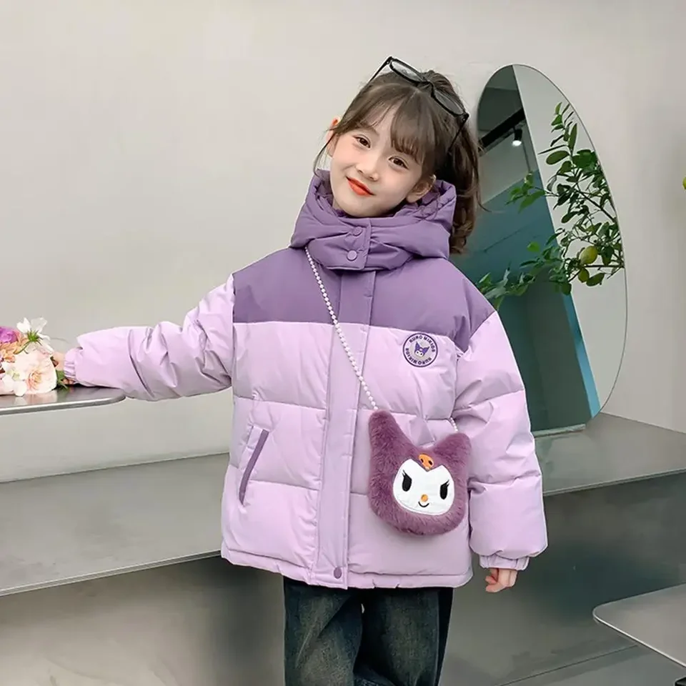 Sanrio Anime Kawaii Kuromi Winter Coats Girls Kids Purple Fashion