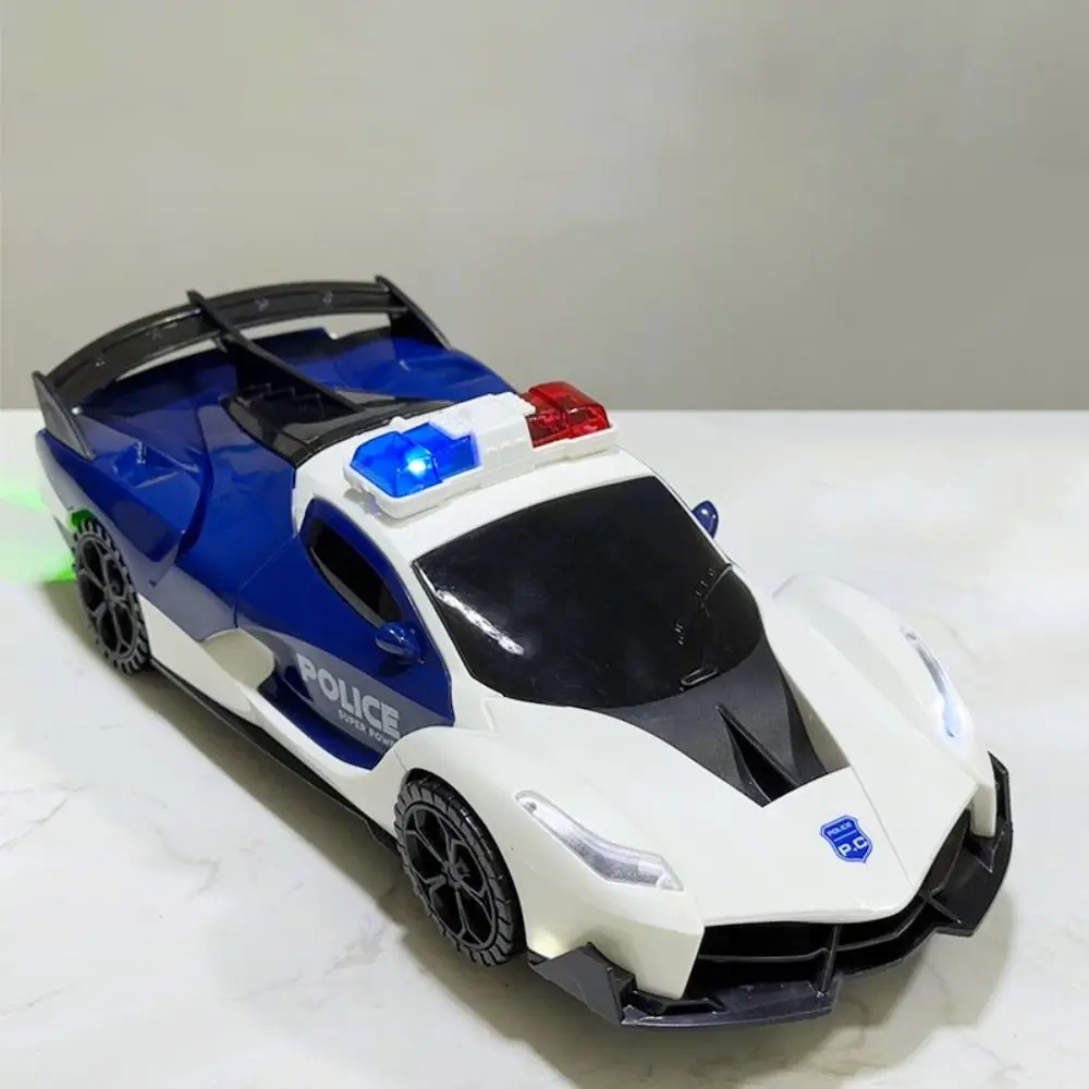 Transform Vehicle 360° Rotating Police Car Toy Sensory Toys Omnidirectional Driving LED Light Police Car Toy Portable Automatic
