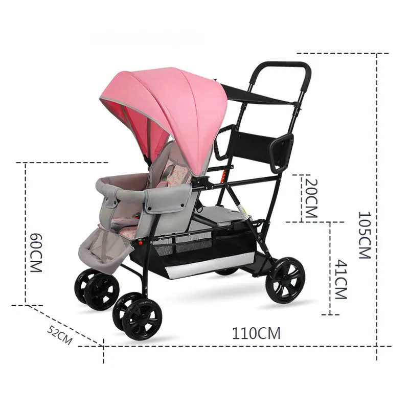 Sit And Stand Tandem Stroller Lightweight Twins Carriage With Toddler Platform Suit For 0-7 Ages Kids baby stroller