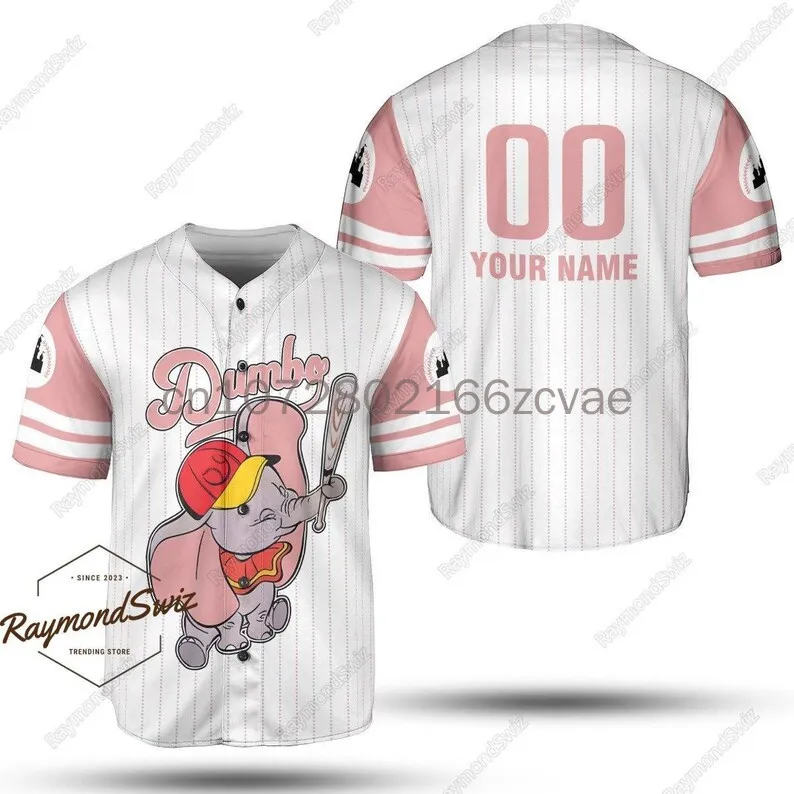 

Summer New Dumbo Baseball Jersey Custom Name Men's Baseball Jersey Fashionable Disney Short Sleeve Hawaiian Shirt Track Top