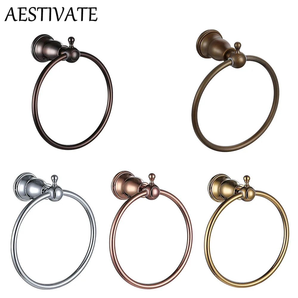 Palace retro Rose Gold Bathroom Towel Ring Hook Hardware Accessories 304 Stainless Steel Hand Towel Holder Round Hanger