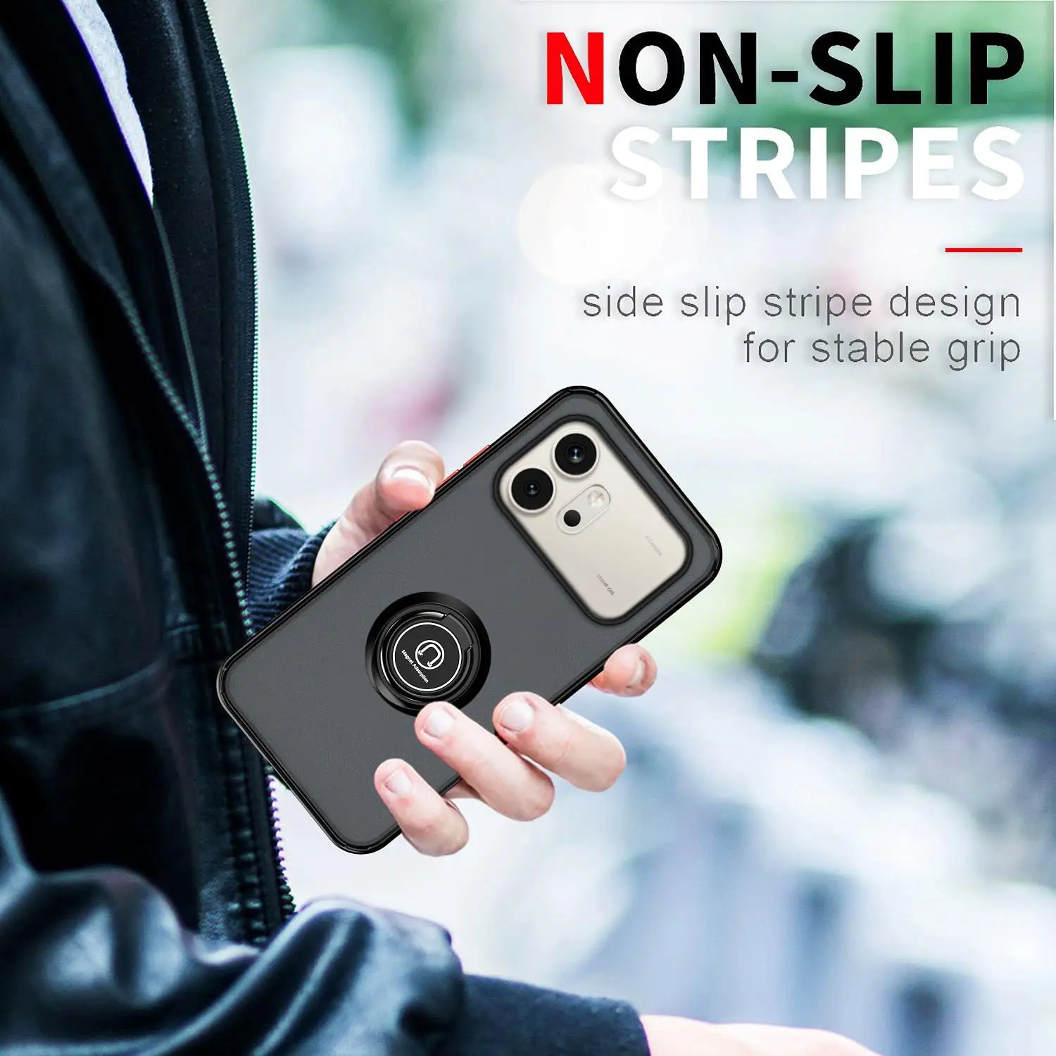 Armor Matte Shockproof Case with Ring Magnetic Stand Holder and Back Shell Cover