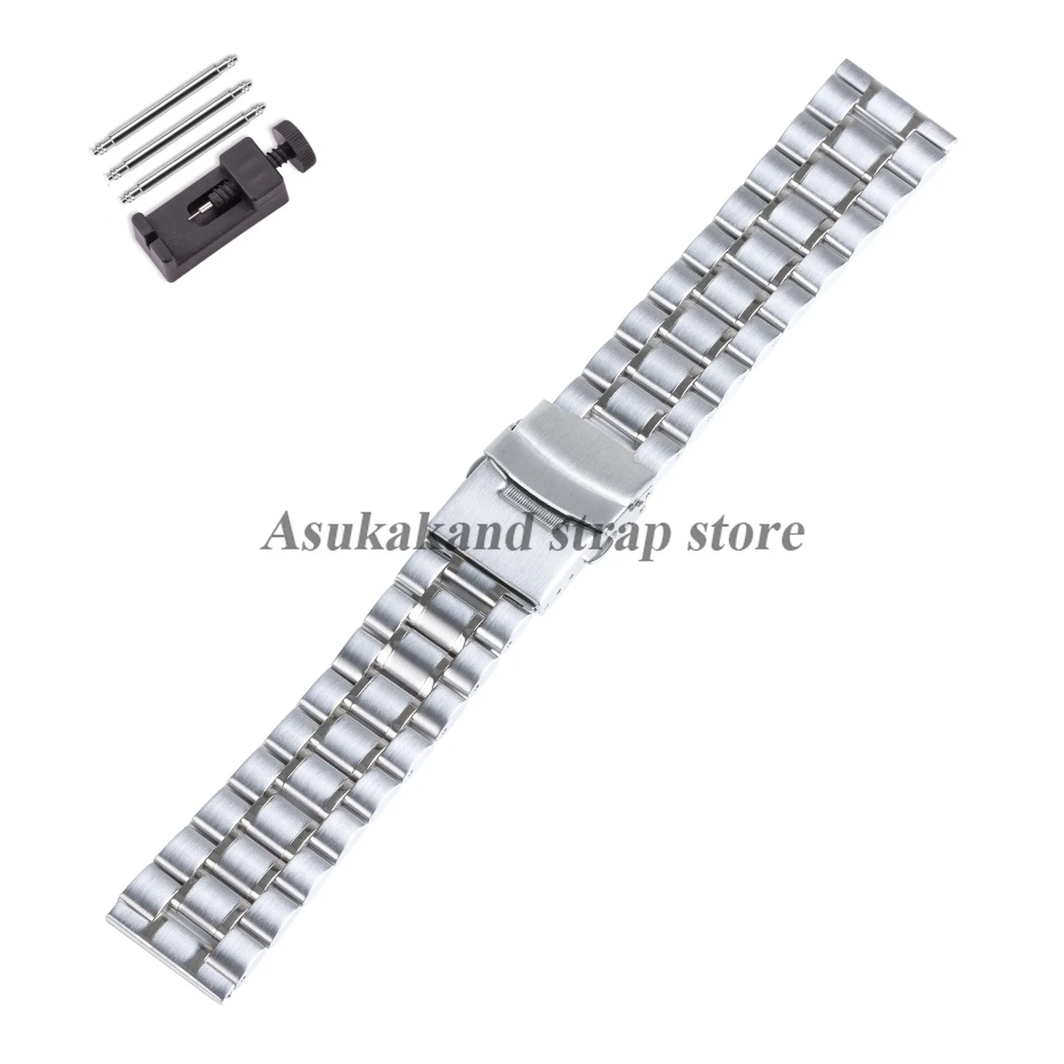 Stainless Steel Watch Strap with Folding Buckle – Universal Replacement Band