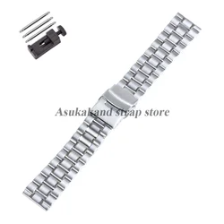 Stainless Steel Watch Strap with Folding Buckle - Universal Replacement Band - 22mm (Silver)