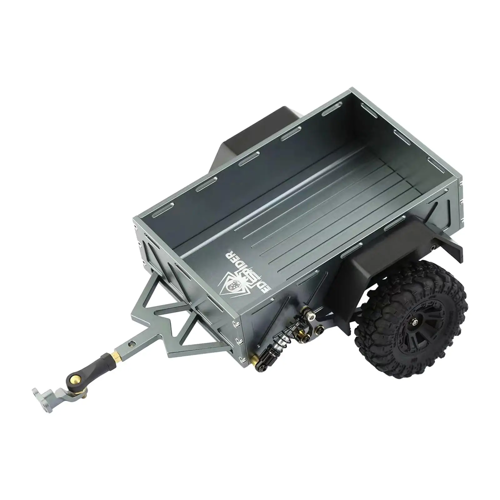 

RC Car Trailer with Tires Set Heavy Duty Trailer Upgrade Parts for 1:18 1:24 Scale RC Crawler Accessory Spare Parts Replacement