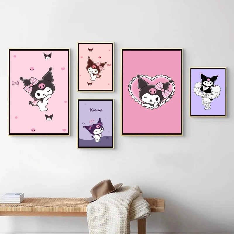 

Canvas Prints Sanrios Kuromi Decor Gifts Classic Picture Decoration Paintings Poster Toys Hanging Wall Art Comics Pictures