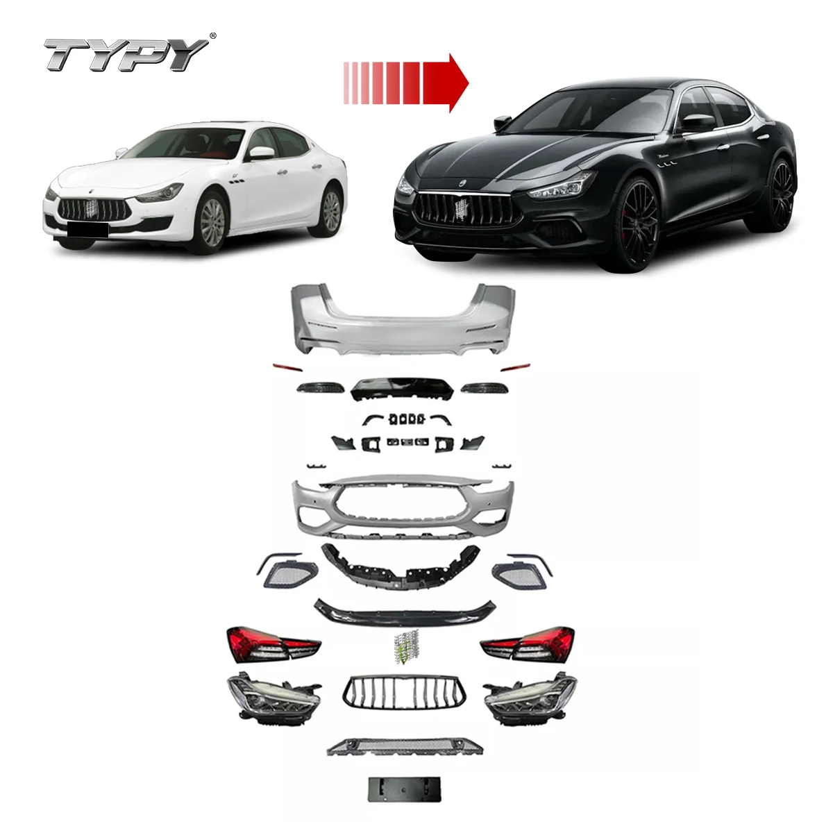 

Car Accessories Body Kits For Maserati Ghibli Upgrade Trofoe Front/Rear Bumper Grille Kit Headlights Taillights Complete car kit