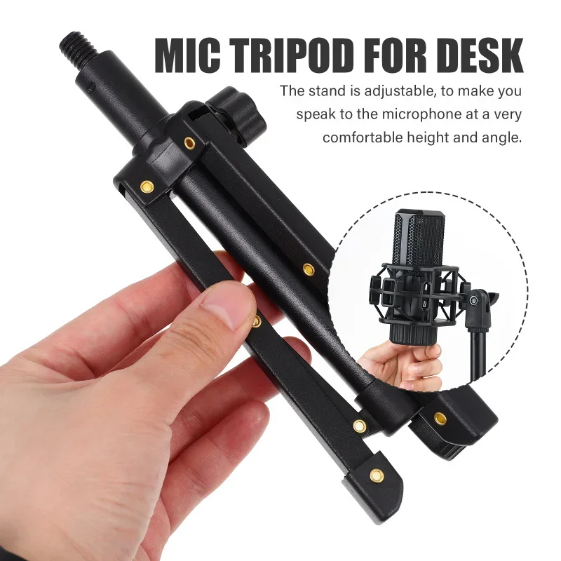 Mini Tripod Stand Desktop for Camera Mini Tripod Holder Metal Foldable Bracket 1/4 inch 3/8 Head for DSLR Microphone