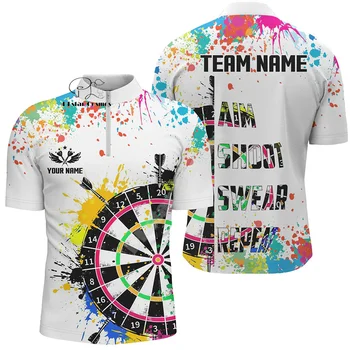 Nome personalizzato freccette Camo Vintage Flame Graffiti Tattoo Retro 3dprint Harajuku Summer Funny maniche corte Zip Polo Jersey A7