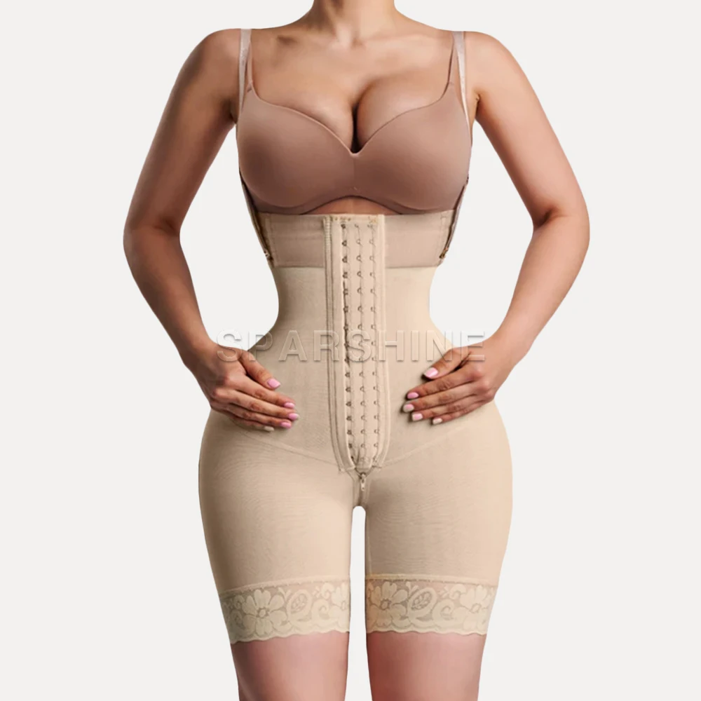 Women Adjustable shoulder strap Body Hourglass Girdle - Rib-height, Mid-leg  Women Waist tight hip lifting pants