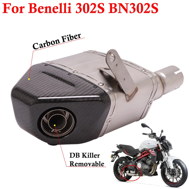 

Выхлопная труба для мотоцикла Benelli 302S BN302S, модифицированная система выхода из углеродного волокна, глушитель DB Killer