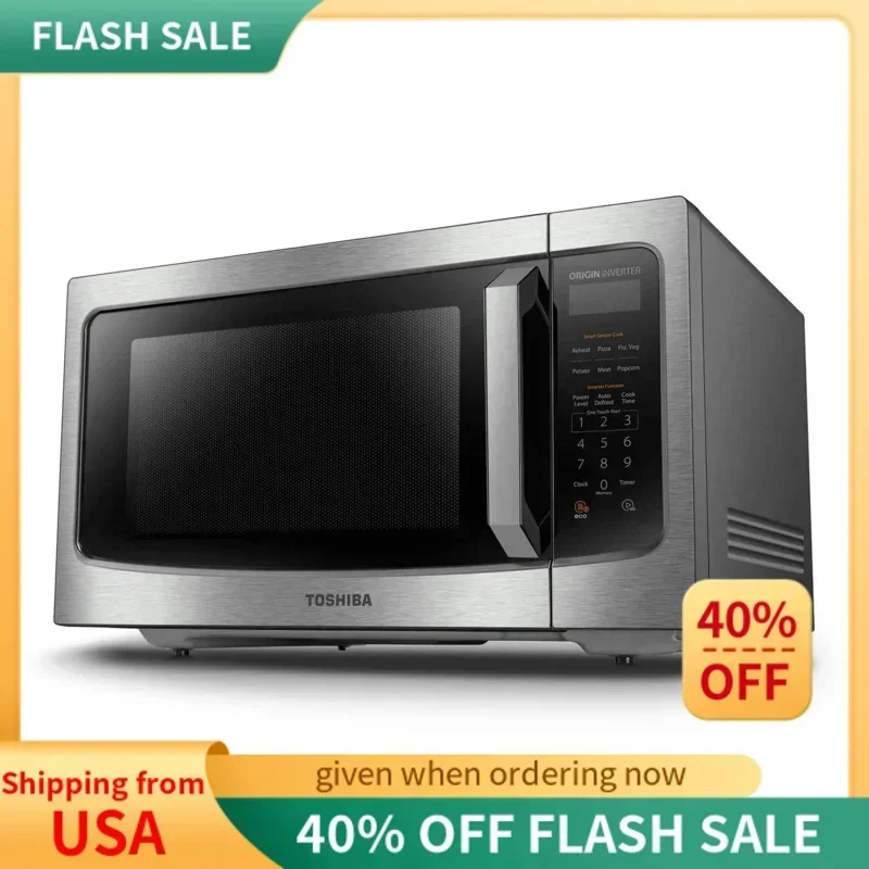 QWTOSHIBA ML-EM45PIT(SS) Countertop Microwave Oven With Inverter Technology,Kitchen Essentials,Smart Sensor,Auto Defrost,1.6 Cu