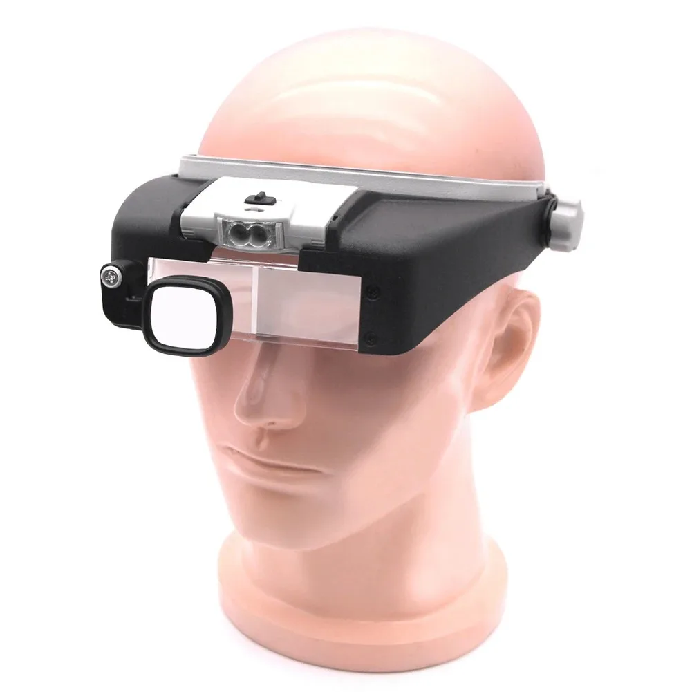 핸즈프리 헤드 마운트형 LED 조명 확대경 1.5X 6X 8X 루페, 정밀 작업, 납땜, 시계 수리, 취미용