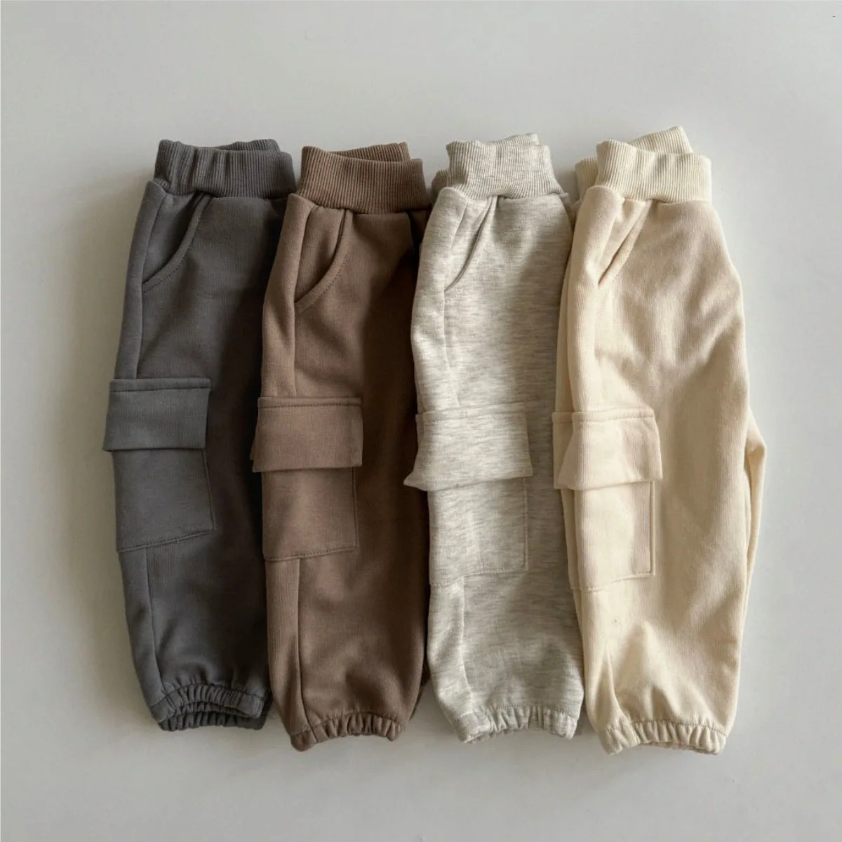 2025 Autumn New Baby Loose Trousers Solid Boys Casual Pants Infant Girls Jogger Pants Toddler Large Pocket Cargo Pants