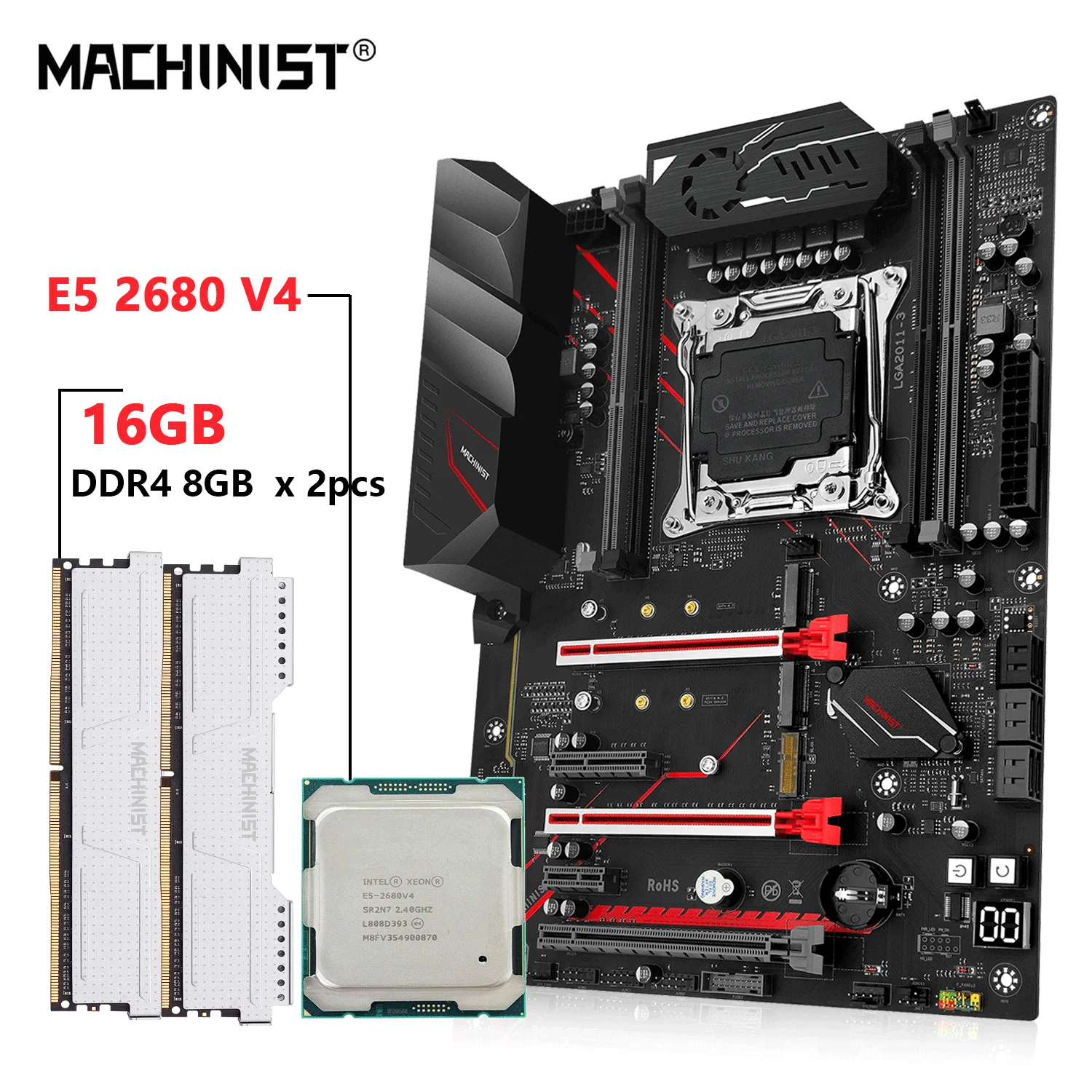 Intel Xeon E5-2680 v4 + X99マザボ + 16GB X99 Motherboard ATX Mainboard | 2x Intel Xeon E5-2680 V4 CPU