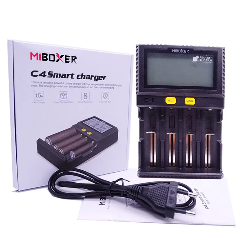 Miboxer VC4 LCD Smart Battery Charger With Car Discharger For Li-ion/IMR/INR/ICR/LiFePO4 18650 14500 26650 AAA 100-800mah charger adapter battery charger usb charging cable battery charger adapter