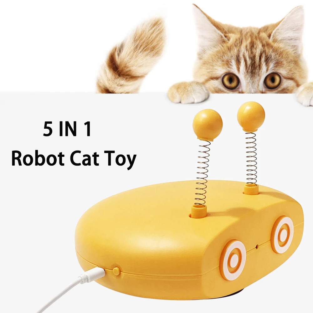 5in1 Cat Interactive Toys Funny Pet Cat Teasing Robot Laser Toys