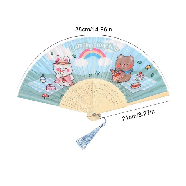 Divat Nyári Aranyos Rajzfilm Kis Összecsukható Kézi Rajongó Gyerekek Diákok Hordozható Lány Ajándék Fotó Prop - Image 6