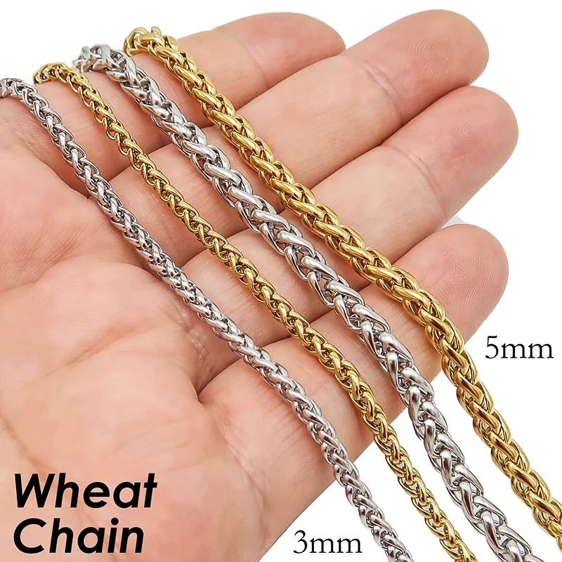 U7 Rock Men Jewelry Gold Color Necklace Wholesale 6mm Thick 55cm Round Wheat  Chain Necklace N366 - Necklace - AliExpress