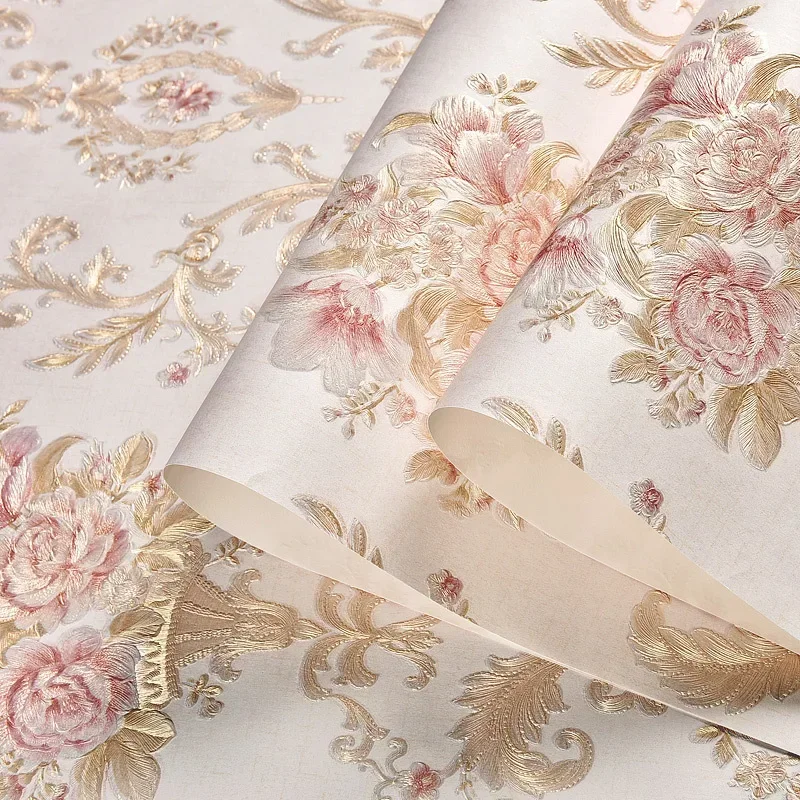 Self-adhesive European Wallpaper 3D Three-dimensional Non-woven Fabric Thickened Living Room Background Wall wall covering wallpaper
