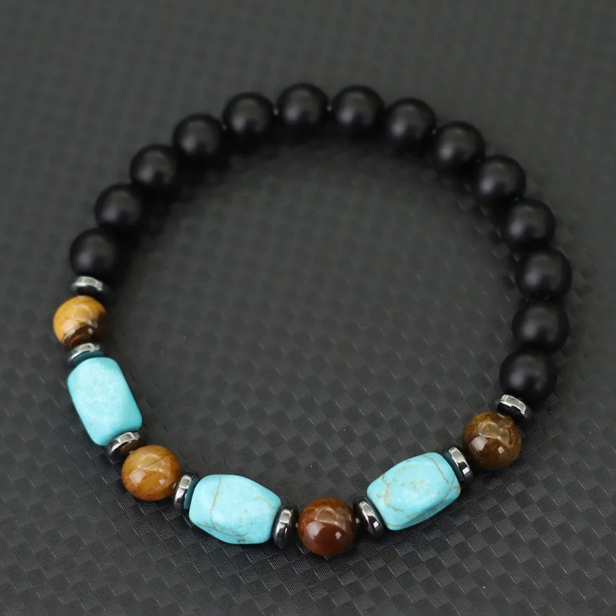 Turquoise Stone Beaded Bracelet for Men and Women