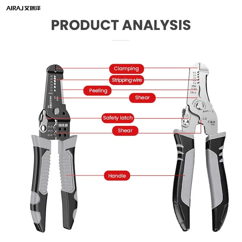 Wire Stripper 7 Inch Multi Functional Wire Stripper Pliers and Stripping Specialized for Electricians Tools Crimping Pliers Terminal