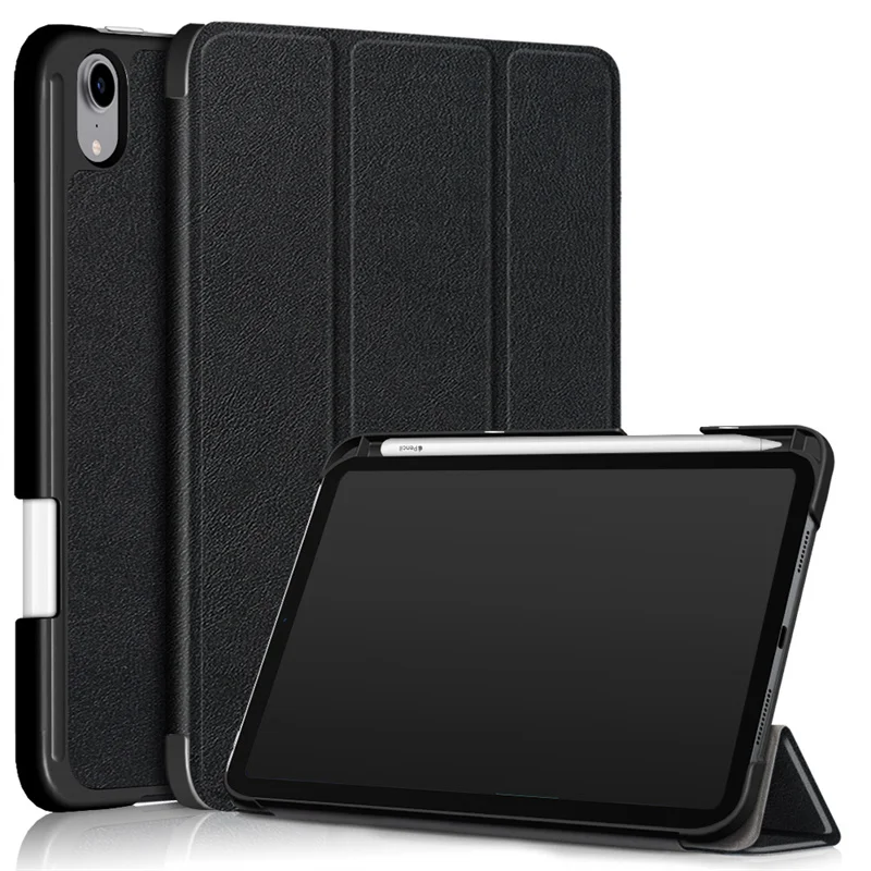 Trifold PU Leather Stand Magnetic Cover with Pen Holder