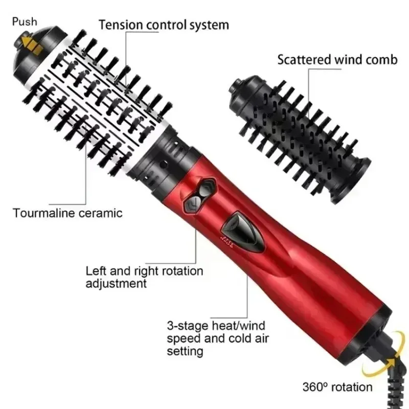3 in 1 Rotating Hair Dryer Electric Comb Hair Straightener Brush Dryer Brush Hot Air Comb Negative Ion Styler