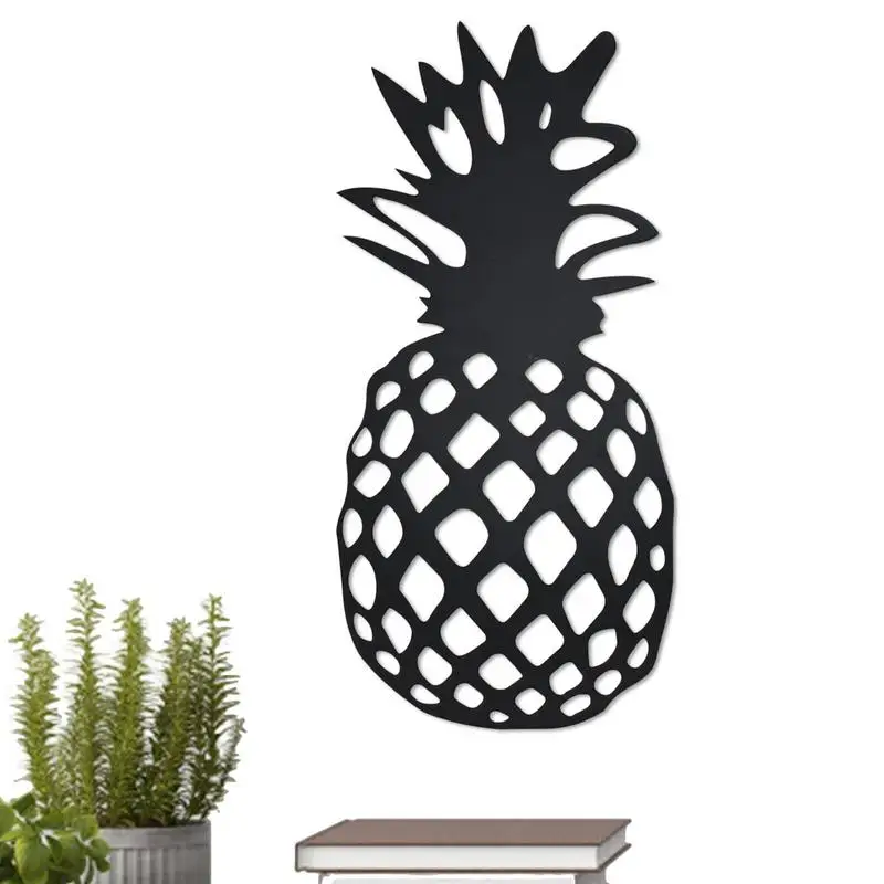 

Metal Pineapple Rustic Hand Painted Tropical Wall Sculpture Decorative Wall Art Signage Pineapple Ornament Painting Artwork For