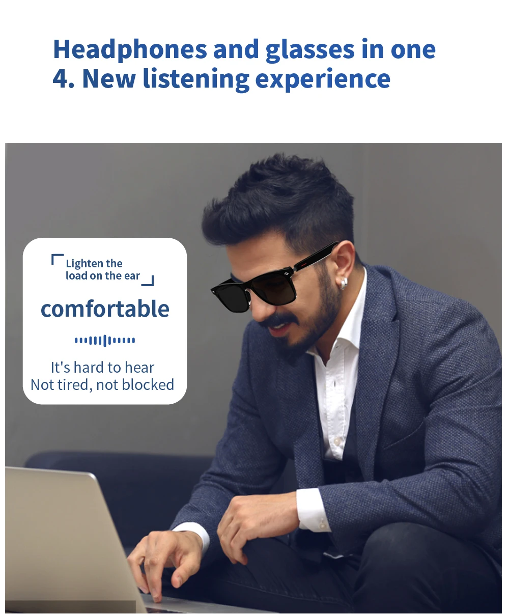 For xiaomi huawei IOS Bluetooth Smart Sunglasses Touch Control Handsfree Music-Call Driving Glasses Sport HD Stereo Headset