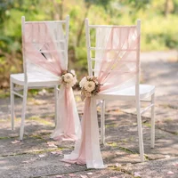 10/50Pcs  Sage green 17x250cm Chiffon Chair Sashes 12 Set Sash Wedding Chair Covers Ribbon Wedding Party Aisle Chair Decor 2
