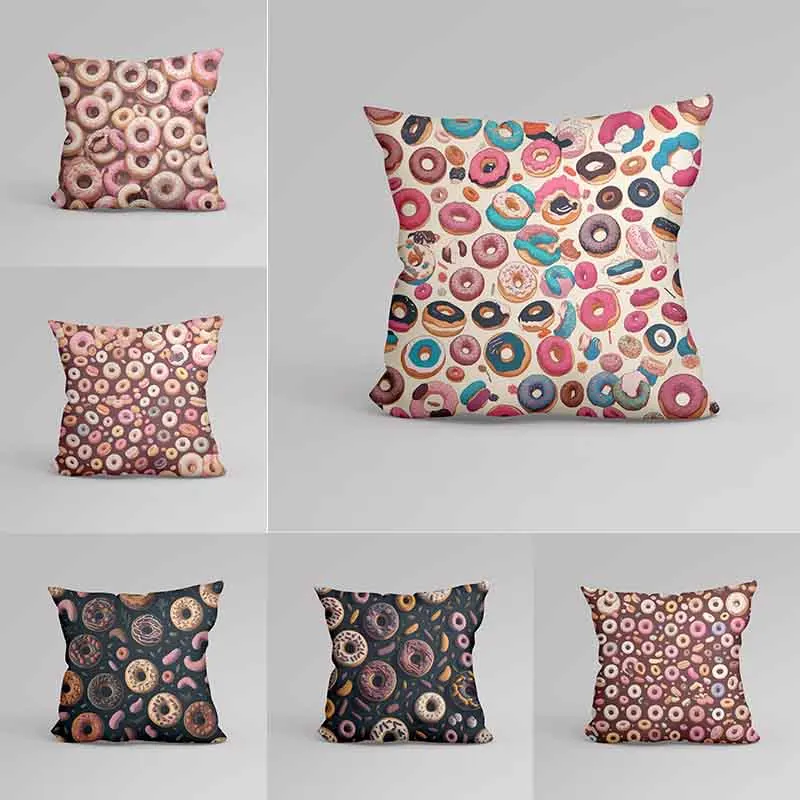 

Luxury Home Decor Cushion Cover Office Sofa Cushion Cover Afternoon Tea Donut Snack Pattern Printed Pillow Cover