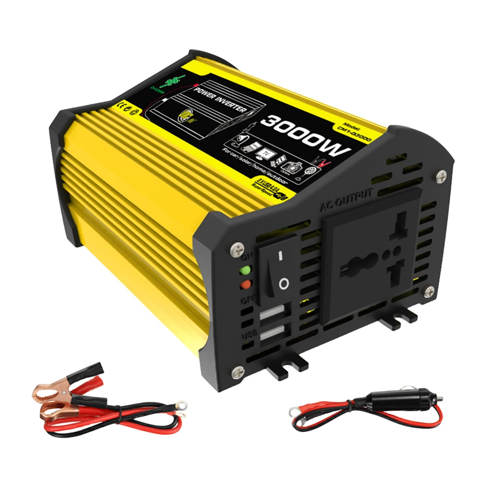 3000W 지능형 전력 인버터 수정된 사인파 듀얼 USB 자동차 전압 변압기 아이패드 폰용 휴대용 전력 인버터