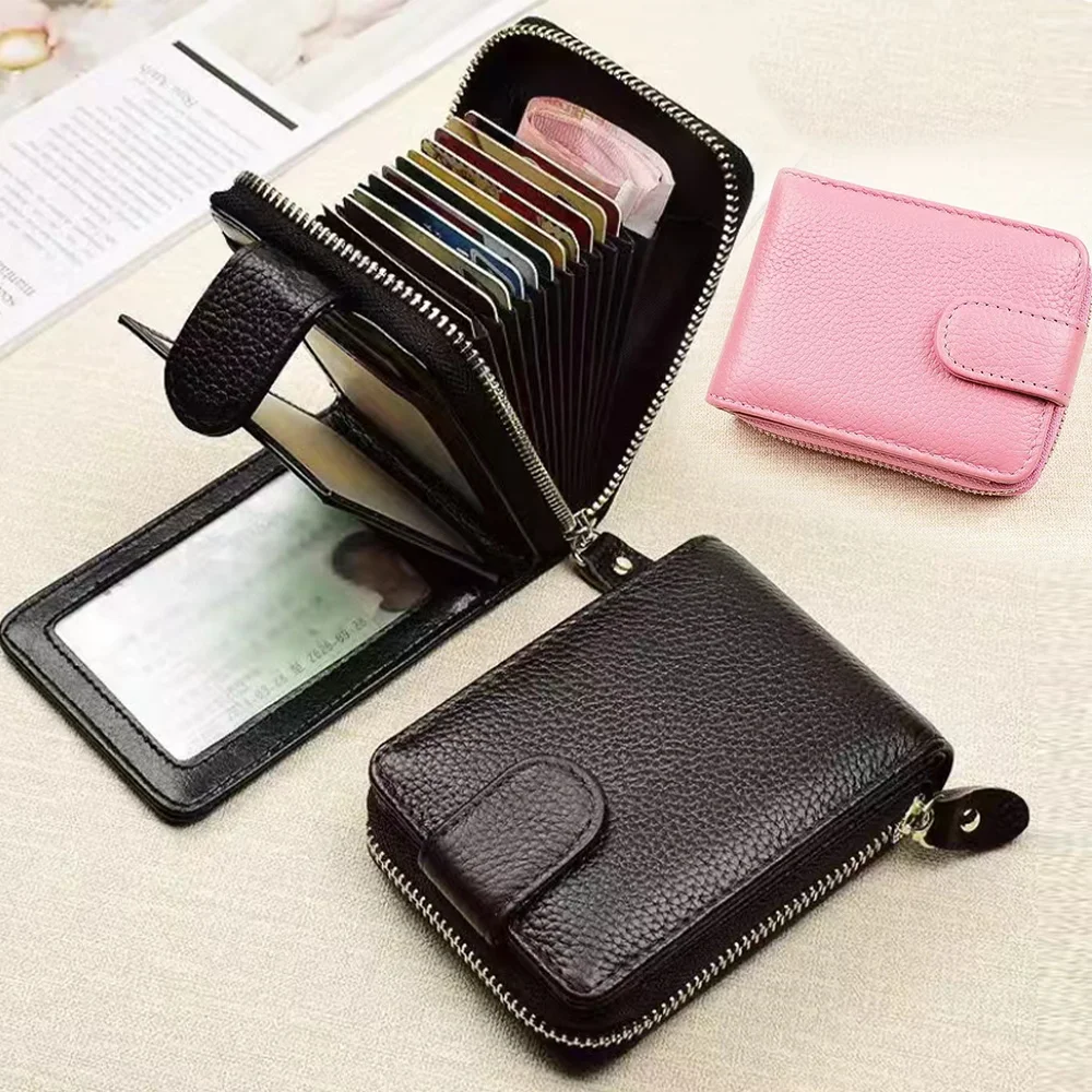 Women Fashion Wallet Black/pink Short Female Purse Credit Card Holder Wallet Case PU Leather Zipper Coin Purse Money Card Bag