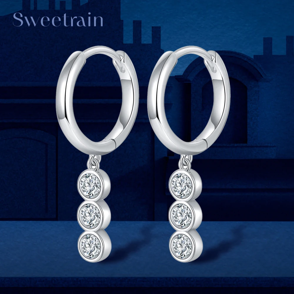 

Sweetrain 100% Original S925 Sterling Silver 0.1 Carat Moissanite Pendant Earrings for Women Girls Niche Fine Jewelry 18k Gold