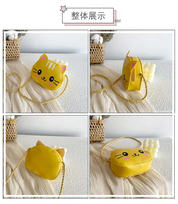 Shoulder Bags Coin Purse Wallet Children Mini Handbags Baby Girls PU Leather Small Crossbody Cute Cat Kids