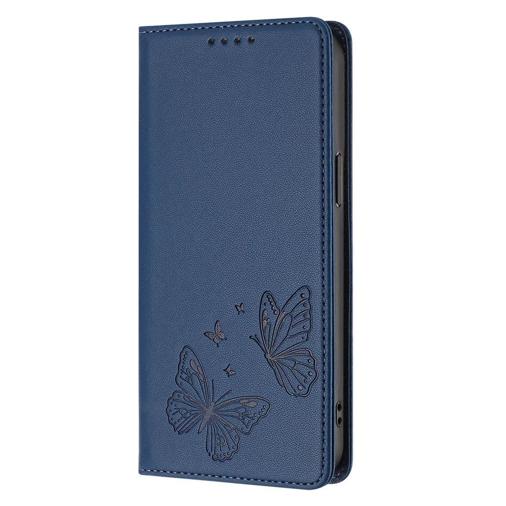 Magnetic Wallet Flip Leather Case with Butterfly Flower Design