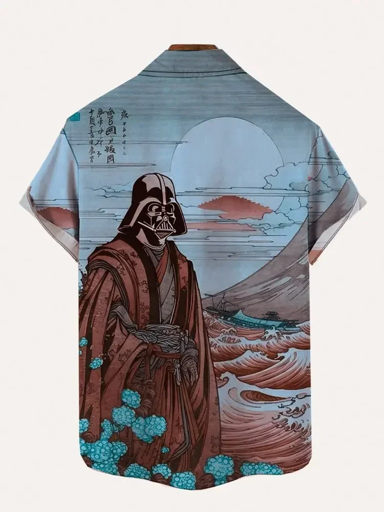 Mens Casual Japanese Art Ocean Octopus Printed Shirt