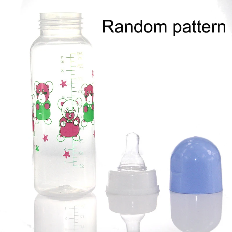 250ML Baby Bottle Infant Newborn Children Learn Feeding Drinking Milk Bottles Portable Breast Nipple Bottles Random Pattern water bottle,milk bottle,feeding bottle