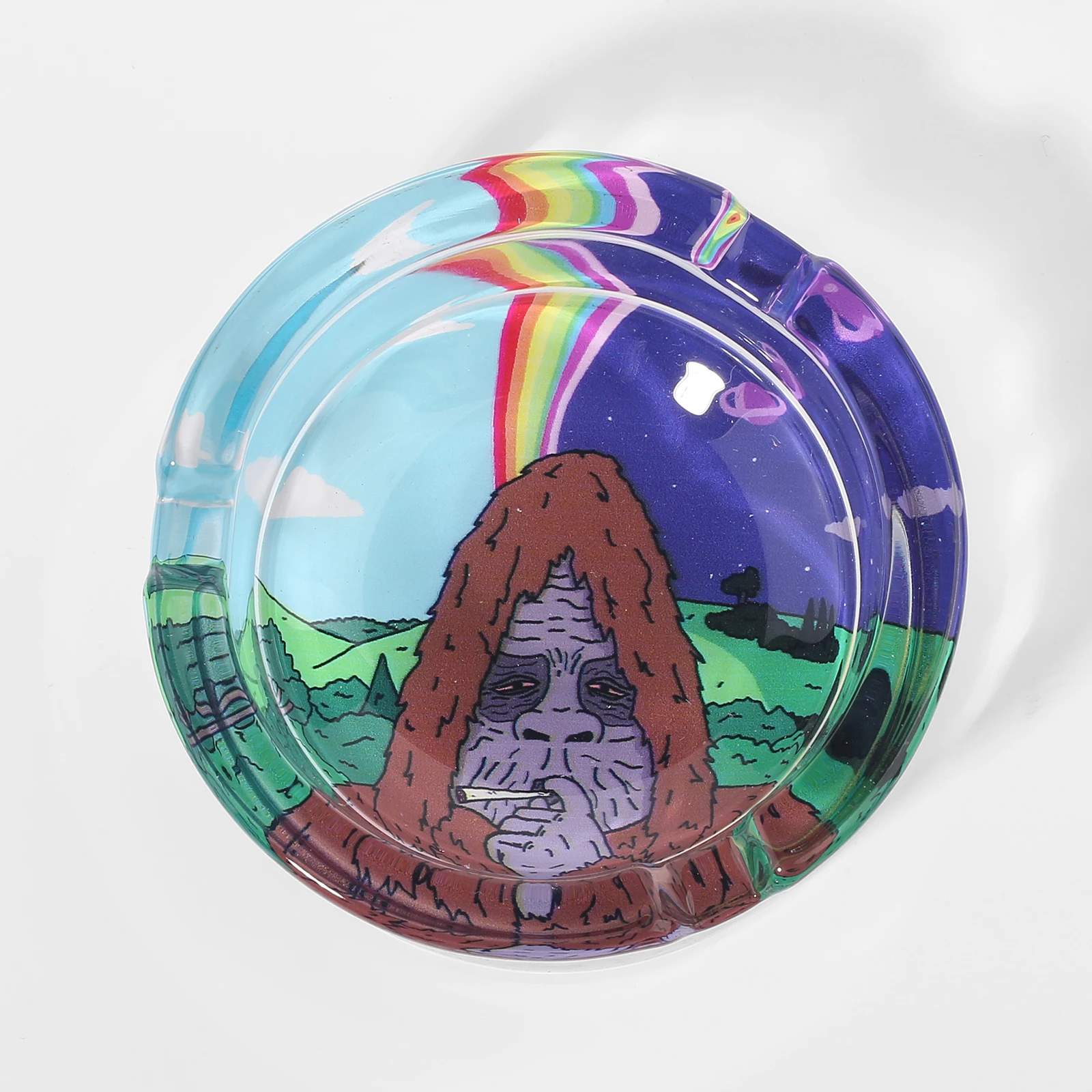 Glass Round Ashtray for Cigarettes, Portable Decorative Modern Ashtray for Home Office Indoor Outdoor Patio Use 5