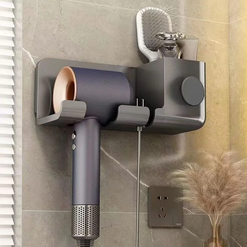 Wall-mounted punch-free toilet hair dryer rack bathroom hair dryer storage rack hair dryer bracket bathroom accessories ﻿