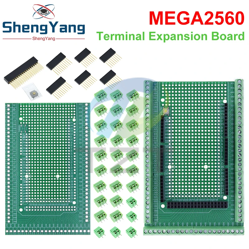 TZT kompatibel mit MEGA2560 Doppelseitigem Prototyp-Schraubklemmenblock-Abschirmplatinen-Kit für Arduino Mega 2560 / Mega2560 R3