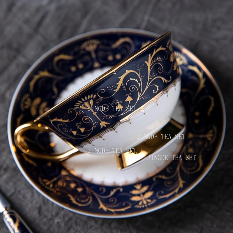 Bone China Coffee Cup Set Ceramic European Style Cups and Plates High End Afternoon Tea Set Gouteng Flower Coffee Cup Plate