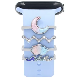Elegant Metal Charm Rings for Watch Band - Diamond Accented Ornaments for Silicone Strap (4)