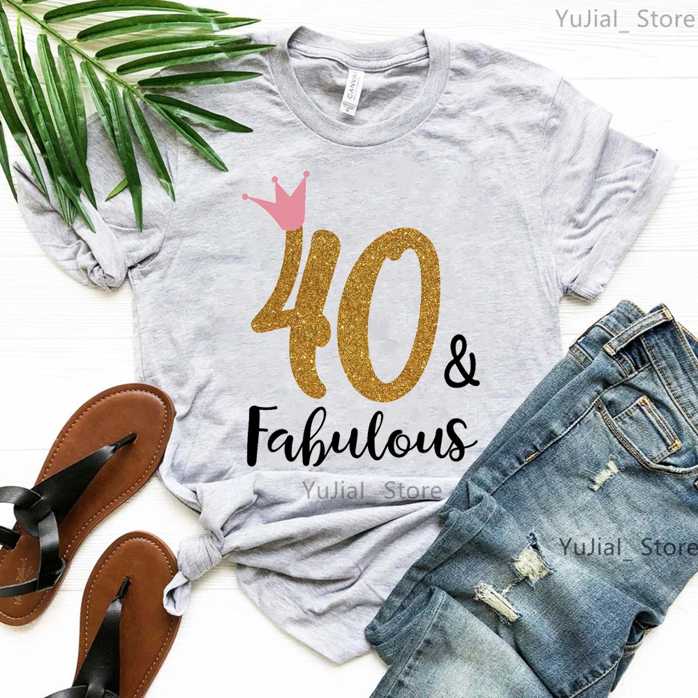 

This Queen Makes 30/40/50 Look Fabulous Letter Print Pink/Gray T-Shirt Women'S Clothing Birthday Gift T-Shirt Femme Fashion Tops