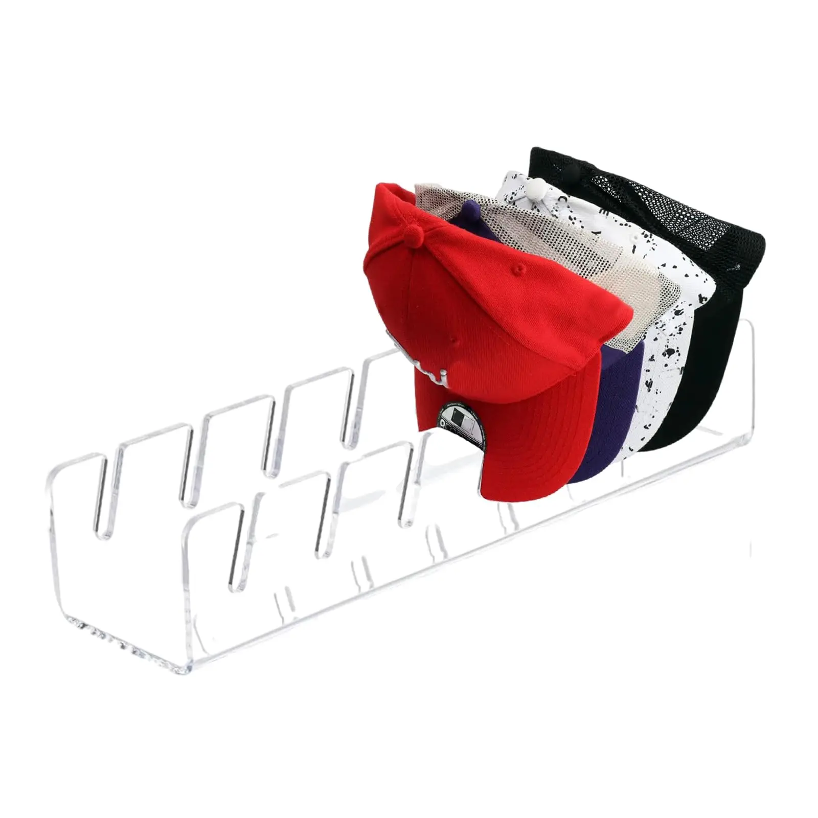 OAPRIRE 2-Pack Acrylic Hat Stand For Baseball Caps - Holds 14 Hats, No Installation Needed, Clear Display Organizer For Closet Or Dresser