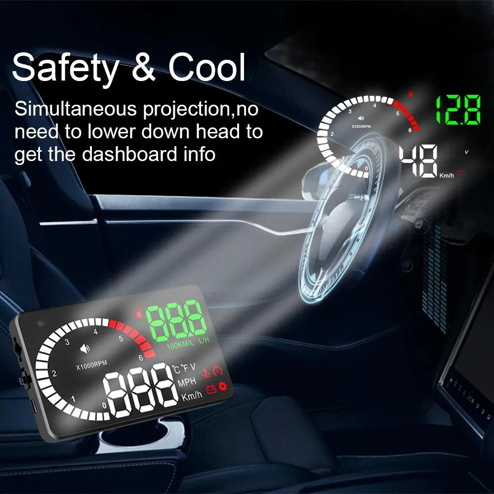 OBD2 HUD ڵ  ÷, 4 ġ X6   , LED  , 5.5 ġ A8  溸 ӵ  
