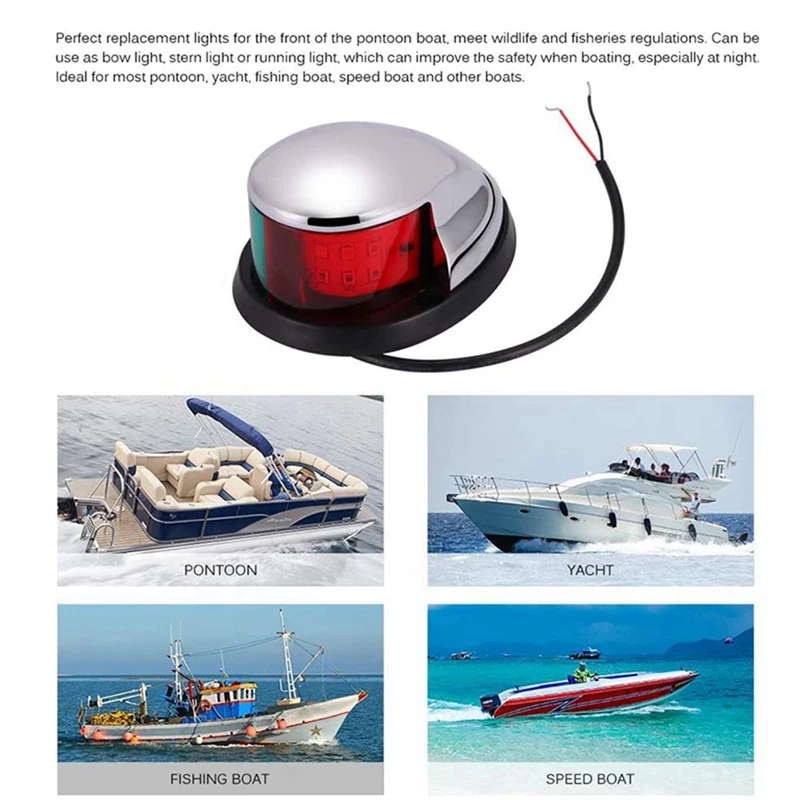 2Pcs 12V Navigation Lights LED Zinc Alloy Bow Light Marine Boat LED Red  Green Pontoons Sailing Signal Lights - AliExpress
